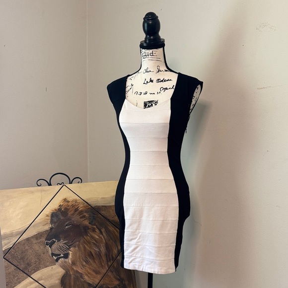 Express Monochrome Bodycon Mini Dress classy dress in excellent condition - Picture 1 of 4